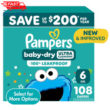 Baby Dry Baby Diapers Size 6, 108 Count (Select for More Options)