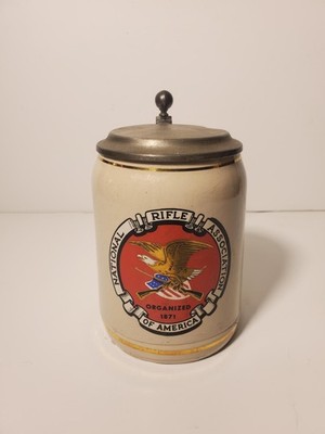 #23 National Rifle Association NRA Beer Stein With A Pewter Lid Collectible 0.5L