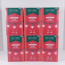 Holiday Living 100ct Clear Mini Lights Indoor Outdoor Christmas - 6 Pack