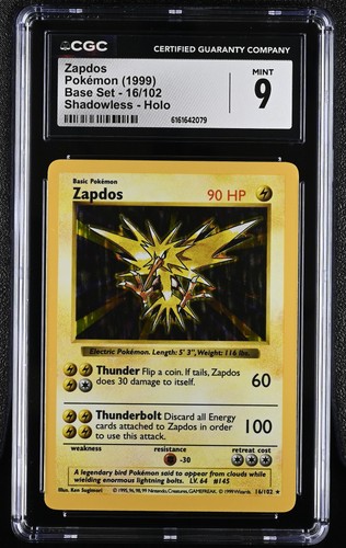 Zapdos (Shadowless) graded CGC 9 for sale on eBay