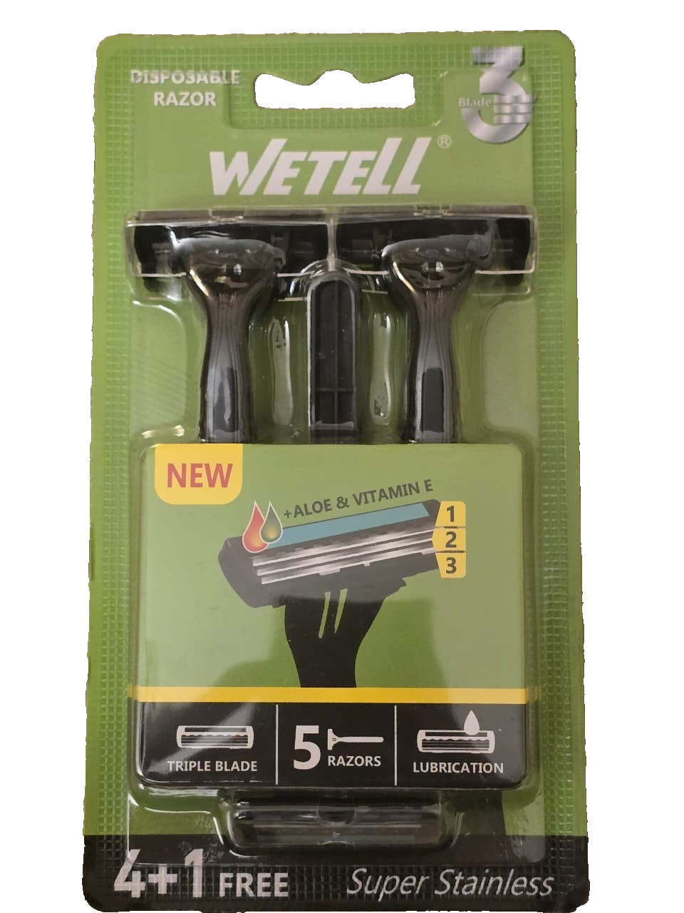 3 Men's Disposable Razors -5 Pack - Triple Blade -aloe & Vitamin E