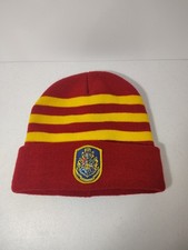 Harry Potter GRYFFINDOR BEANIE Red Yellow Hat w/ Crest Knitted