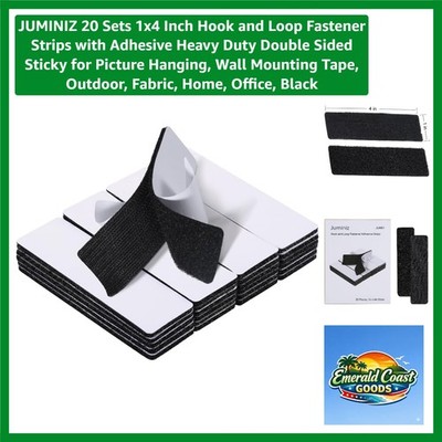 1x4 Inch Hook and Loop Fastener Strips - 20 Sets for Home & Office