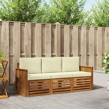 Set divani 3 pcs Naturale e Crema Legno di Acacia Massello