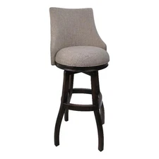 Swivel Wood Bar Stool Extra Tall 34" - Bellissima - Basin Beige - Dark Walnut