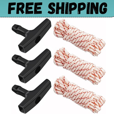 #ad 3 Pack 10 ft x 9 64 3.5mm Pull Cord Rope with Starter Handle White amp; Red $9.95