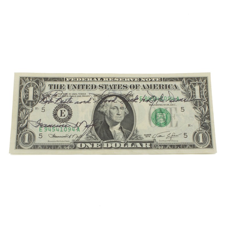 1974 $1 Fed Reserve Note Autographed Francine Neff Delaware US Currency #C878-1