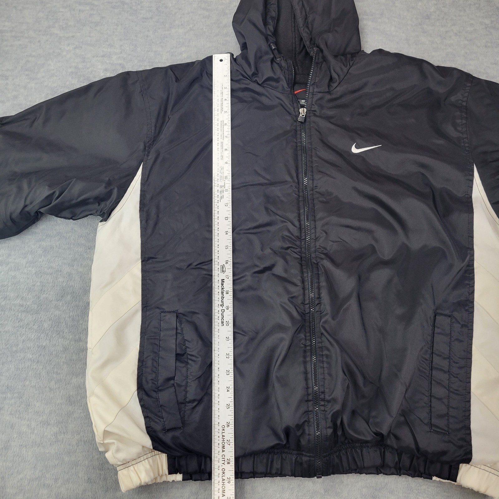 Nike Jacket Black/White Polyester Lined Hooded Po… - image 6