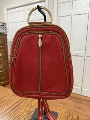 Valentina Italia Red Leather Backback NWT VALENTINA Italian Red leather backpack | Mercari main image 3