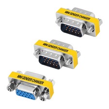 15 Pin VGA Adapter 3-Pack, VGA SVGA Male to Female Connector, Female to Femal...
