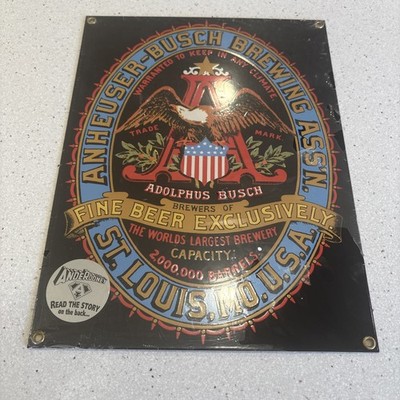 Ande Rooney Anheuser Busch Brewing St. Louis MO. Porcelain Enameled 9''x12'' Sign