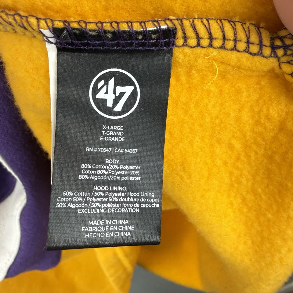 Nuevo 47’ Marca NBA Los Angeles Lakers Jersey Sudadera con Capucha Talla XL Foto 4 de 4