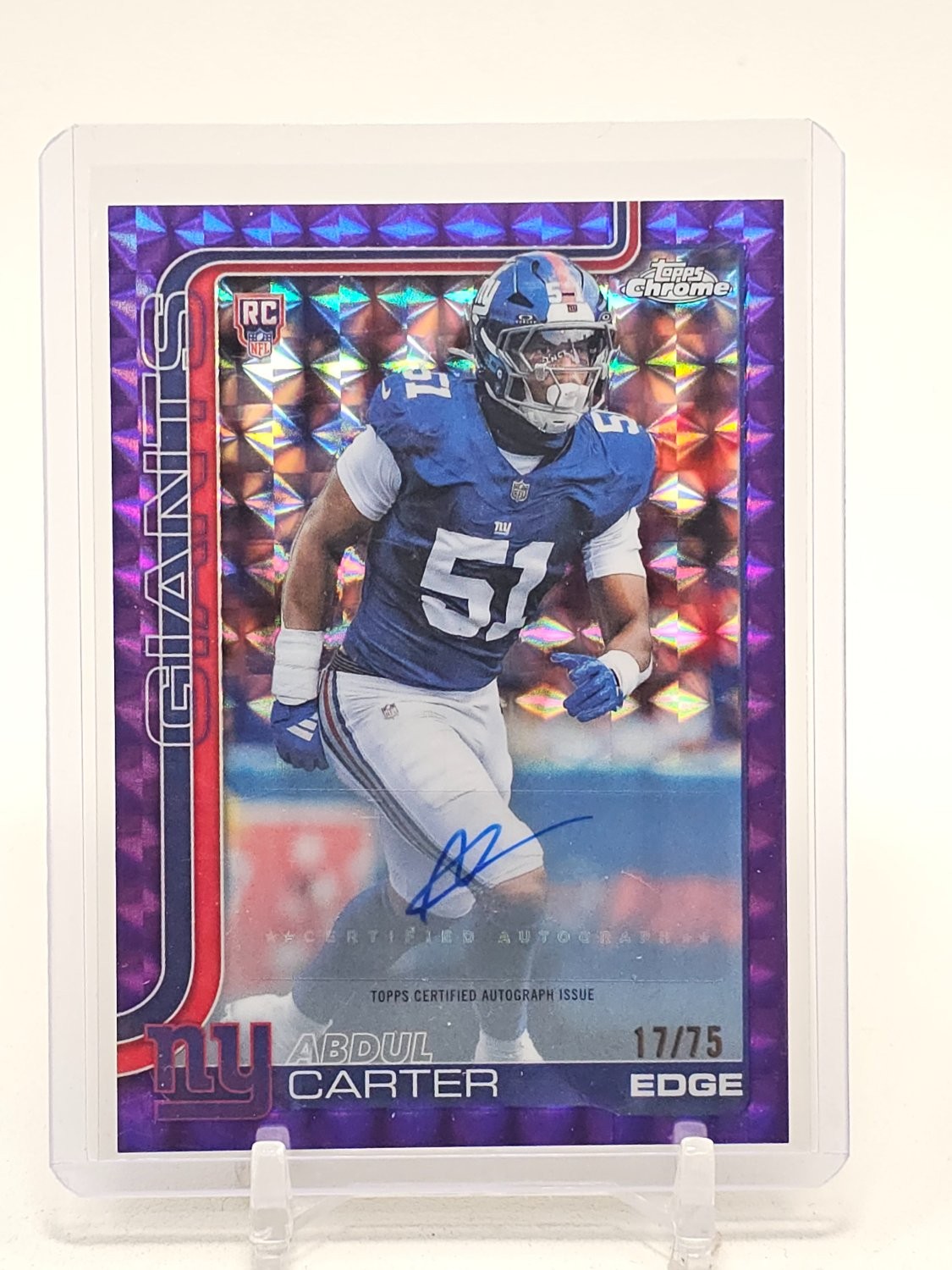 2025 Chrome Rookie Autograph Abdul Carter #Q6821 Purple Geo Refractor /75