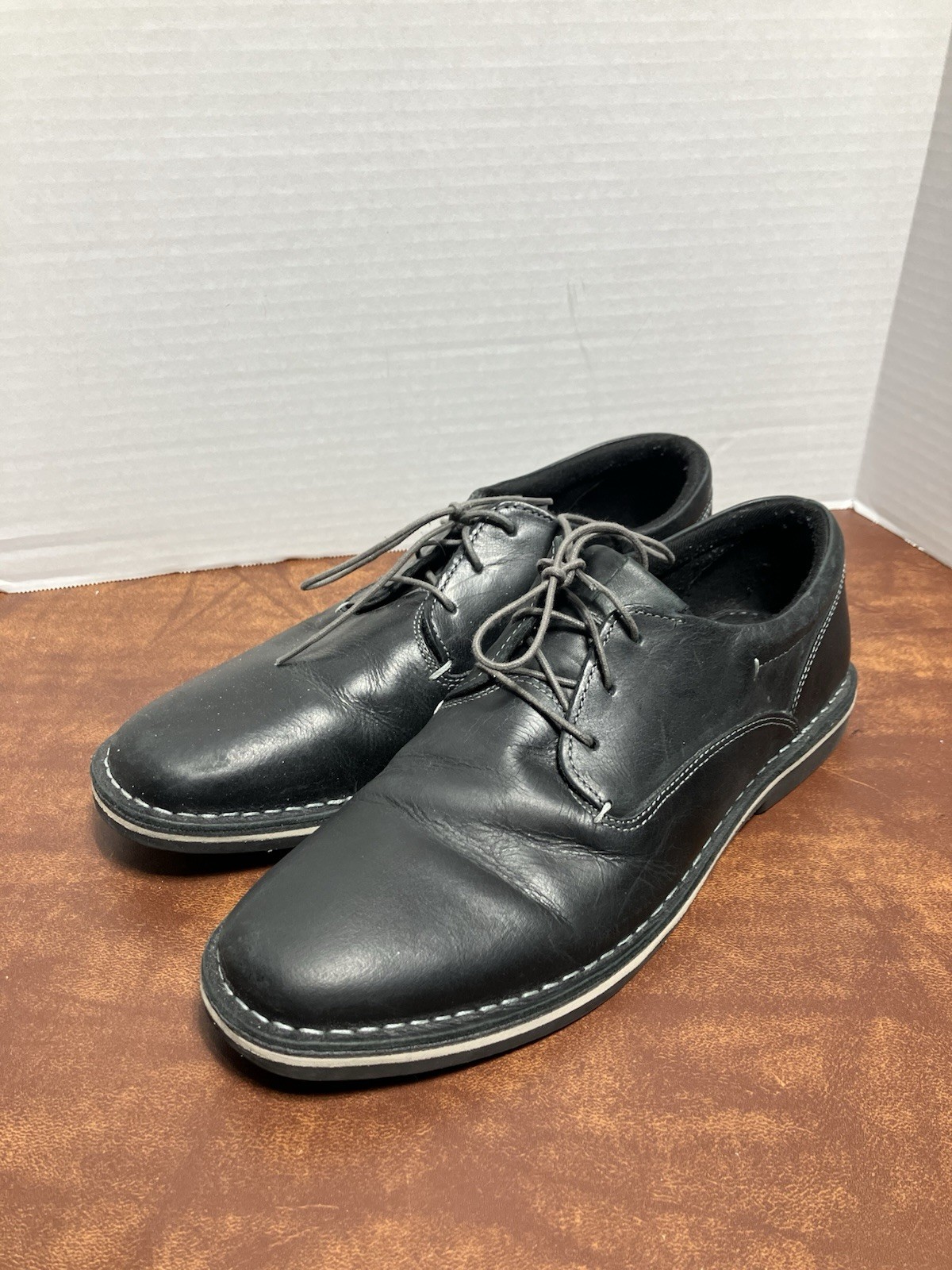 Steve Madden Men’s Size 10 Black Leather Casual Oxford Shoes Lace Up