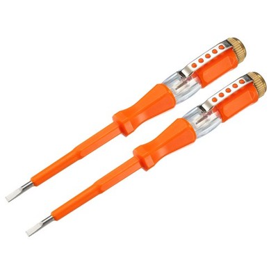 2 x Voltage Test Screwdriver 100-500V Slot Neon Tube Tester Electroprobe Orange