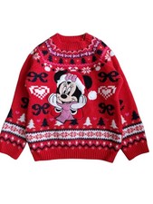 Disney Minnie Mouse Christmas Jumper Sweater Knitwear Size 4-5,5-6,6-7 years