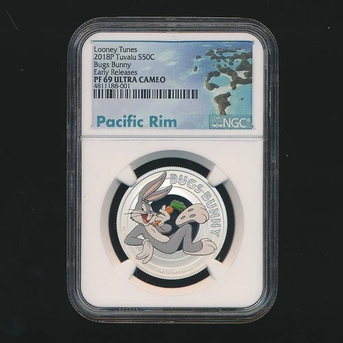 2018P LOONEY TUNES TUVALU SILVER 50C ~ BUGS BUNNY ~ NGC PF69 ULTRA CAMEO