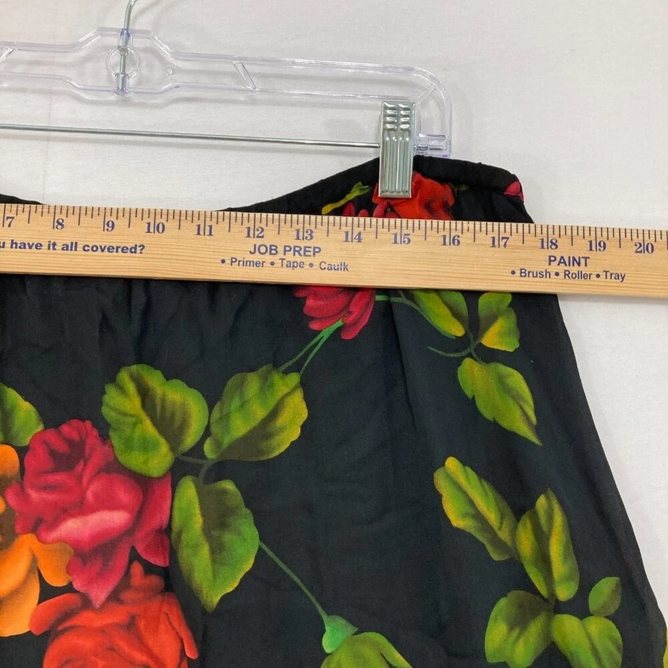 Falda romántica asimétrica vintage Chico's talla XL/3 floral oscura con volantes de seda pura Foto 3 de 4