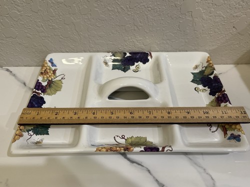 Franco Munari Bassano Porcelain Fruit Transfer Relish Tray Granny Cottage Italy - Picture 9 of 9