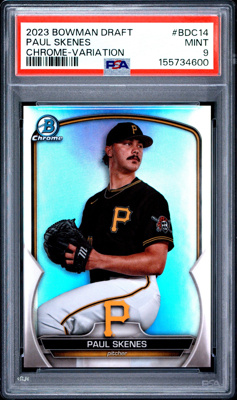 2023 Bowman Chrome Draft #BDC14 Paul Skenes Variation Refractor Rookie RC PSA 9