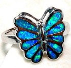 Butterfly-Australian Opal Inlay 925 Sterling Silver Ring Sz 8 GA3-7 — photo 1
