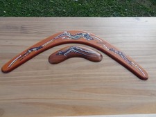 2 Australian Art Boomerangs Decorative Authentic Souvenir Large and Small