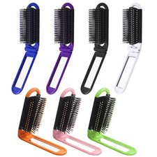 7 Pack Folding Travel Hair Brush with Mirror, Mini Foldable Hairbrush, Portab...