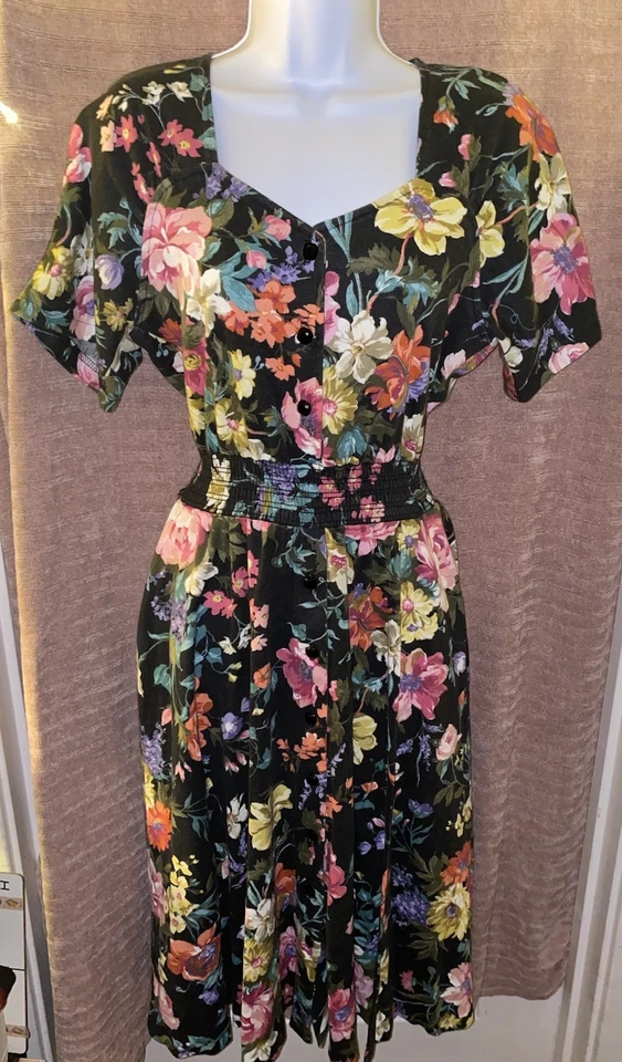 Maxi Vestido Floral Karen Kane Vintage Años 90 EE. UU. Talla XS-S Foto 3 de 4