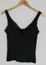Vintage black camisole lace trim v-neck tag unreadable lingerie