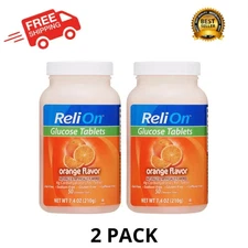 ReliOn Glucose Tablets, Orange Flavor, 50 Count, Pack of 2