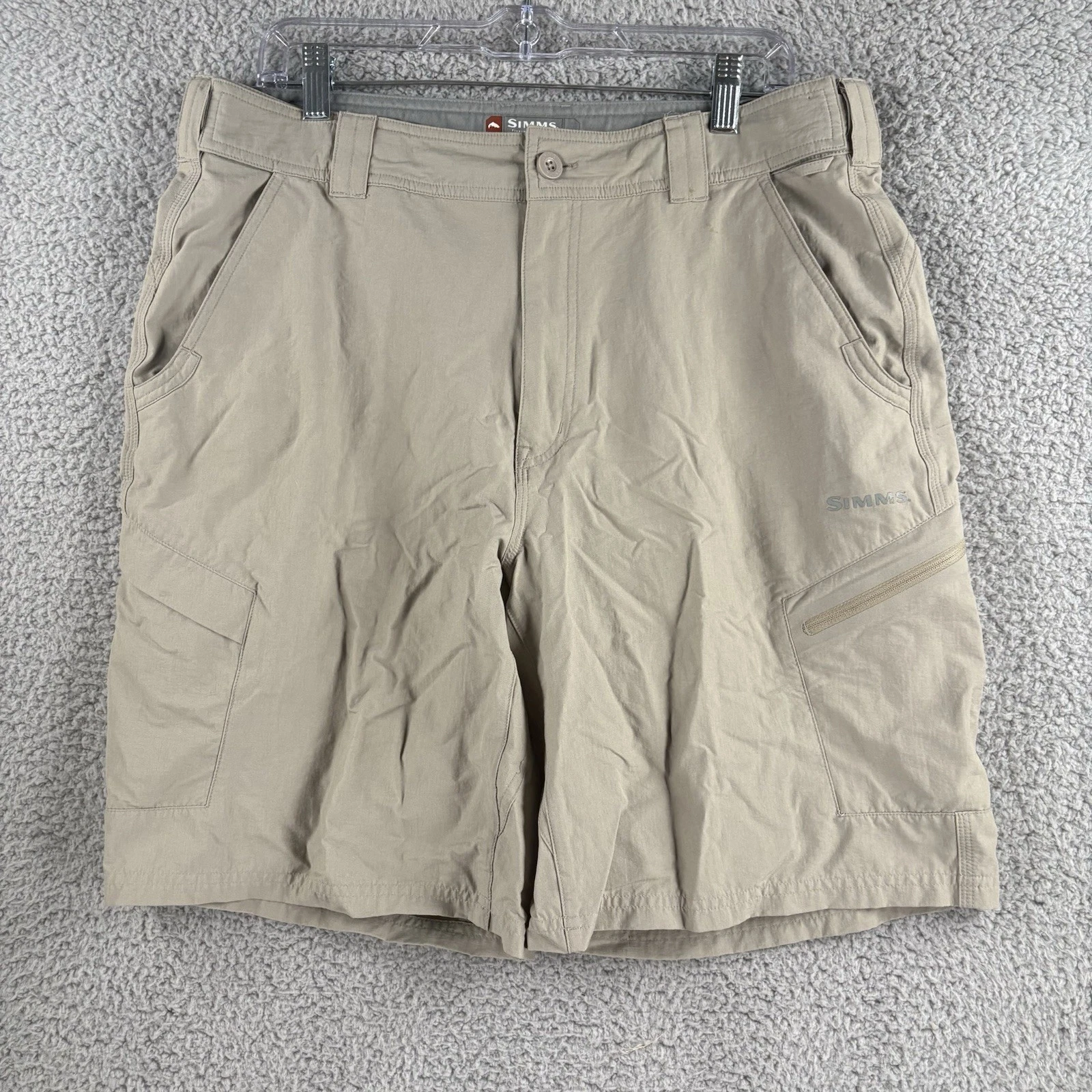 Simms Shorts Mens Large L Beige Guide Series Fishing Nylon Outdoor Hiking Cargo