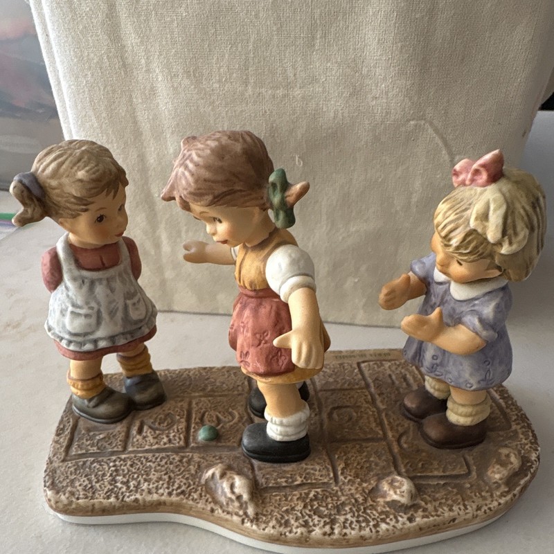 Berta Hummel Ceramic Painted Signed Children Figurine Scene on Base, Multicolor