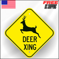 Deer Xing Crossing W Graphic Sign, 12x12", Rust Free Aluminum, Fade Resistant