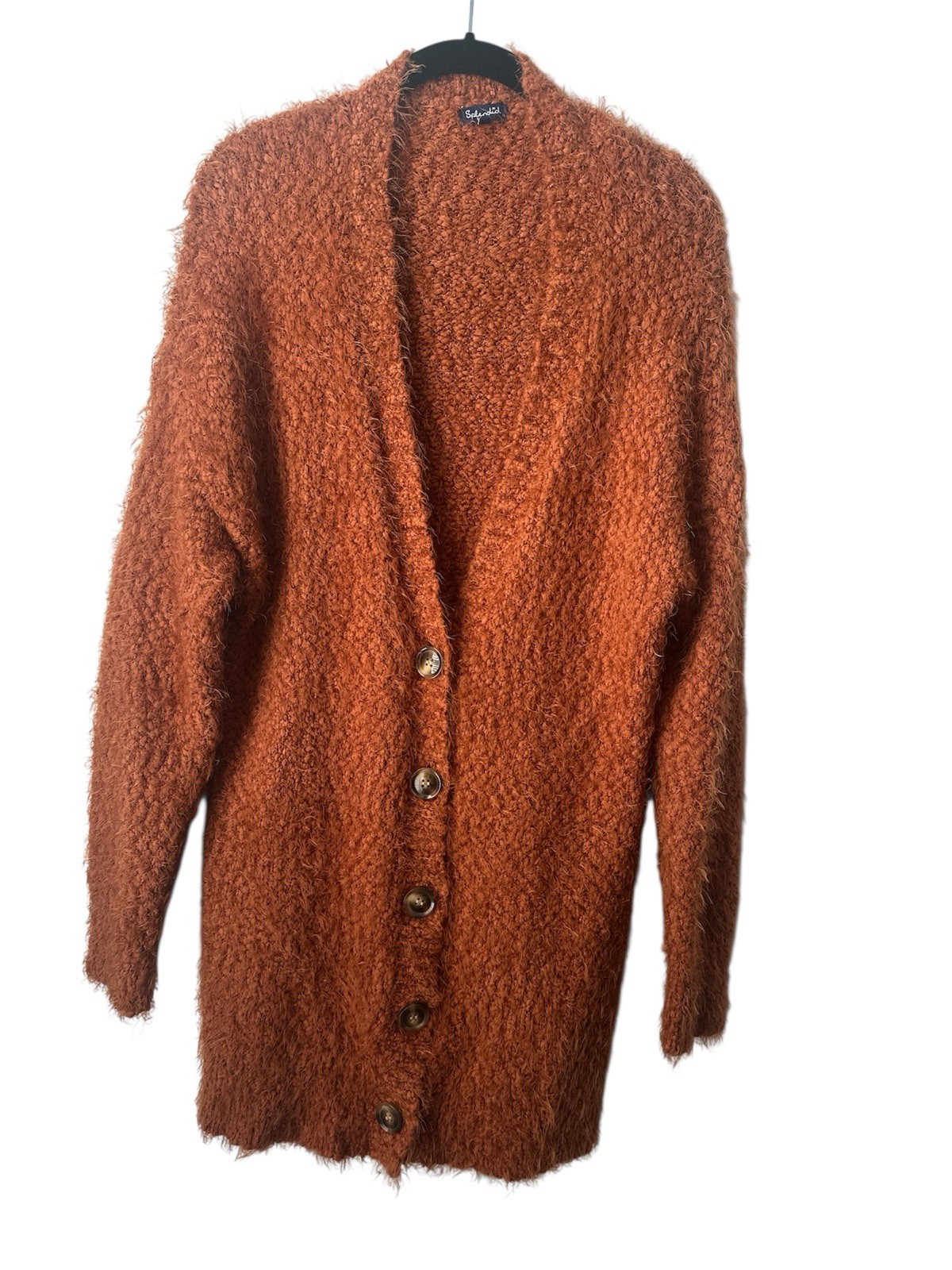 Splendid Eyelash Rust Orange Button Down Cardigan… - image 1