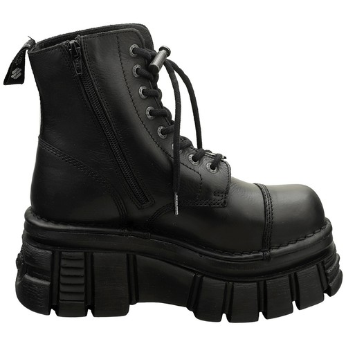 New Rock Combat Boots Unisex Platform Boots in Black - 6 UK - Picture 5 of 8