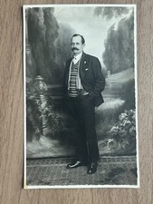 Vintage Postcard Romania 1920s Studio Portrait Fashion Man Real Photo Card