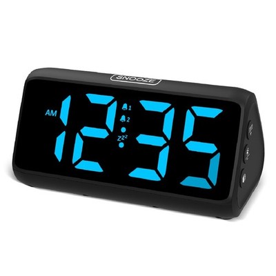 Netzu Digital Alarm Clocks for Bedrooms, Loud Clock Small, Black-blue 