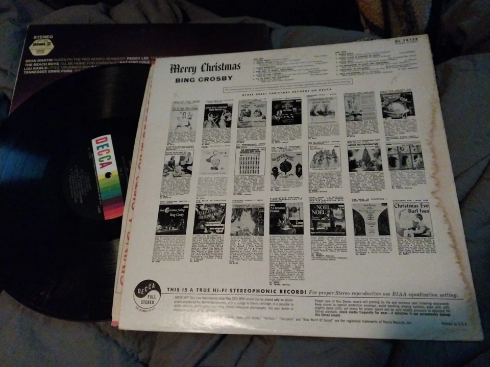 Bing Crosby Merry Christmas 1961 Vinyl LP Record DL78128 Enhanced Stereo - Image 2 of 4