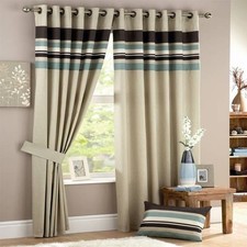 Curtina Harvard Stripe Print Eyelet Lined Curtains