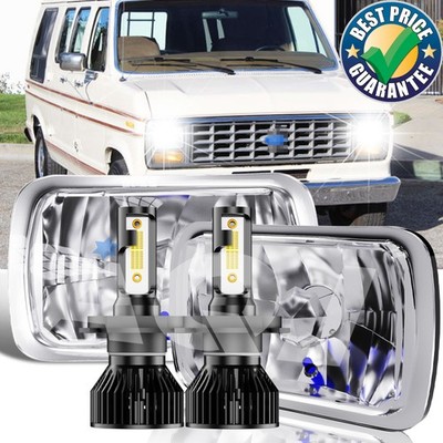Pair 7X6'' 5x7'' LED Headlights Square For Ford E-100 E-150 E-250 E-350 E-450