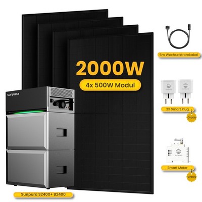 2000W Balkonkraftwerk mit Speicher 4,8kWh Sunpura S2400 All-in-One-Solarspeicher