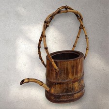 Early 1900's Bamboo Asian Tea/Water Pot w/ Unique Looped Handle NO LID Antiq Vtg