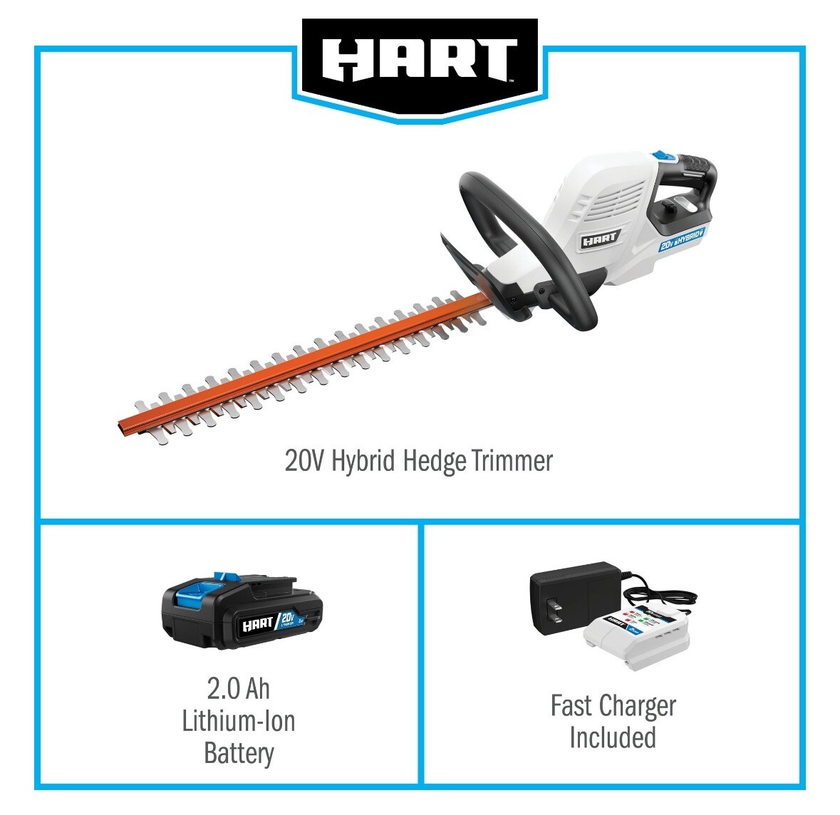 Hart Hedge Trimmer Kit Cordless Or Corded Hybrid 20V 2.0Ah Battery Included NEW 810022393123 eBay