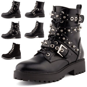 Neu Damen Stiefeletten Stiefel Biker Boots Schnalle Nieten 1926 Schuhe Gr 36 41 Ebay