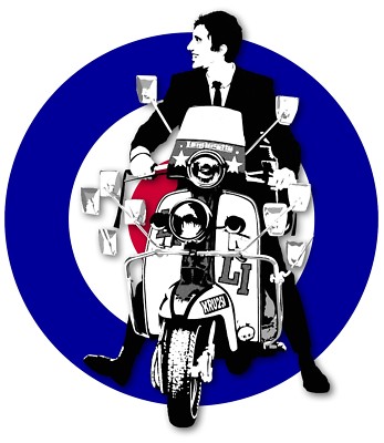 Scooter Boys Vinyl Sticker roundel scootering window mods laptop Brighton Jimmy
