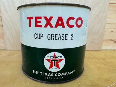VINTAGE FULL NOS~ TEXACO 5 LB CUP GREASE NO 2 CAN TEXAS COMPANY USA MADE! NICE! 