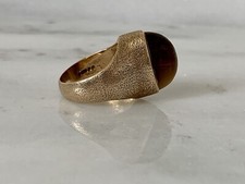 9ct Gold Modernist Statement Ring, Tiger’s Eye,  Albion Craft Co, 1970s