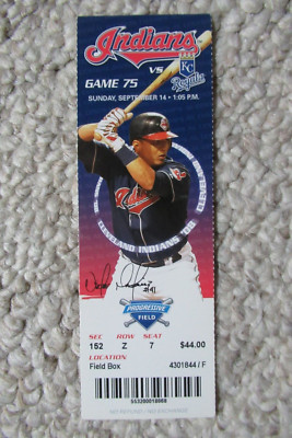INDIANS VS ROYALS 9/14/2008 FULL TICKET ~ RYAN SHEALY (2 HRs) / VICTOR MARTINEZ