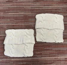 Vintage Eddie Bauer Home Wool Angora Chunky Knit Pillow Cover Shams Set 2