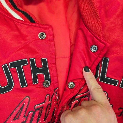 Southpole Satin Bomber Jacket Boys Medium 12/14 Red Black Snap Throwback Puffer - Picture 8 of 14